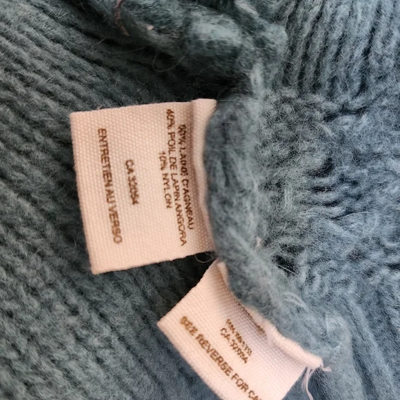 Women's Teal Button Up Woolen Angora Sweater w/ Pockets By Free People sz. Small - Picture 13 of 16